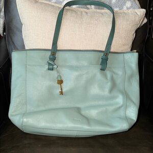 Fossil Women's Aqua Leather Tote